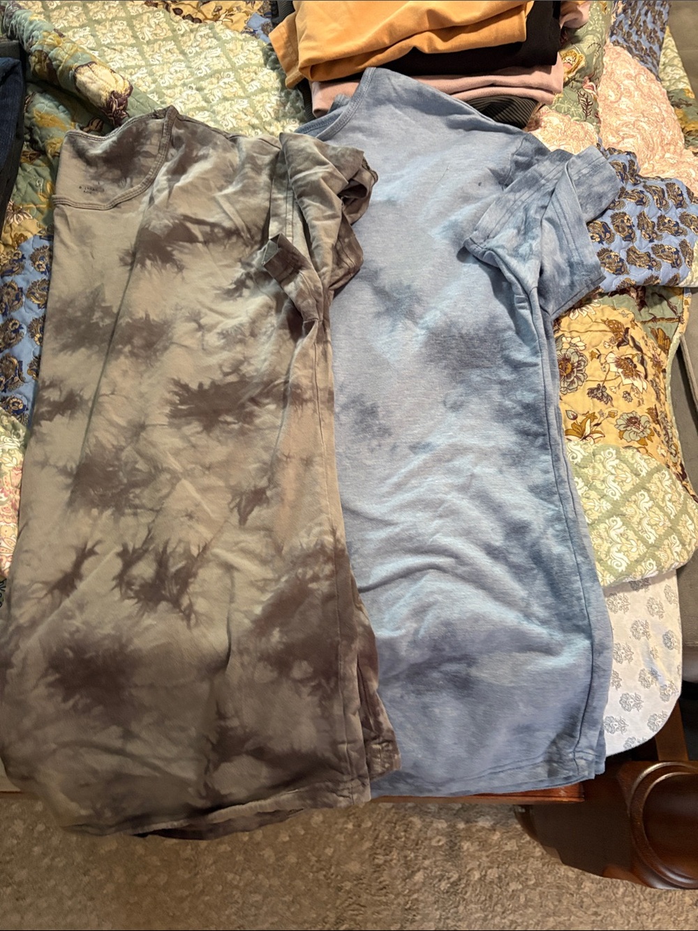 BYLT Basics Gray & Light Blue Tie-Dye Short Sleeve Tee
